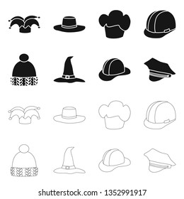 Isolated object of clothing and cap sign. Set of clothing and beret vector icon for stock.