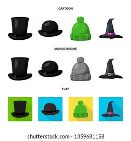 Isolated object of clothing and cap sign. Collection of clothing and beret vector icon for stock.