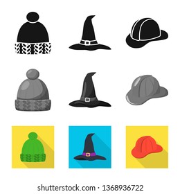 Isolated object of clothing and cap sign. Set of clothing and beret vector icon for stock.