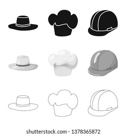 Isolated object of clothing and cap sign. Set of clothing and beret stock symbol for web.