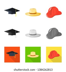 Isolated object of clothing and cap sign. Set of clothing and beret stock symbol for web.