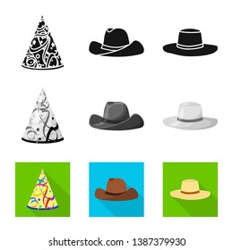 Isolated object of clothing and cap sign. Collection of clothing and beret stock vector illustration.