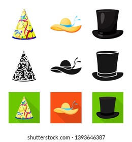 Isolated object of clothing and cap sign. Set of clothing and beret stock symbol for web.