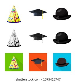 Isolated object of clothing and cap sign. Set of clothing and beret stock vector illustration.