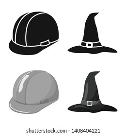 Isolated object of clothing and cap sign. Collection of clothing and beret stock vector illustration.