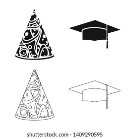 Isolated object of clothing and cap sign. Collection of clothing and beret vector icon for stock.