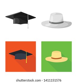 Isolated object of clothing and cap sign. Set of clothing and beret vector icon for stock.