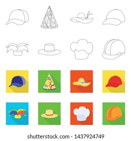 Isolated object of clothing and cap sign. Set of clothing and beret vector icon for stock.