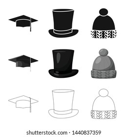 Isolated object of clothing and cap sign. Collection of clothing and beret stock symbol for web.