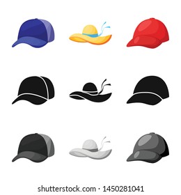 Isolated object of clothing and cap sign. Collection of clothing and beret stock symbol for web.