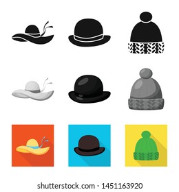Isolated object of clothing and cap sign. Collection of clothing and beret vector icon for stock.
