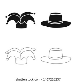 Isolated object of clothing and cap sign. Set of clothing and beret stock symbol for web.