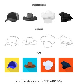 Isolated object of clothing and cap symbol. Collection of clothing and beret vector icon for stock.
