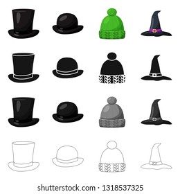 Isolated object of clothing and cap symbol. Collection of clothing and beret stock vector illustration.