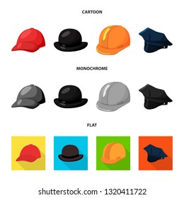 Isolated object of clothing and cap symbol. Collection of clothing and beret stock vector illustration.