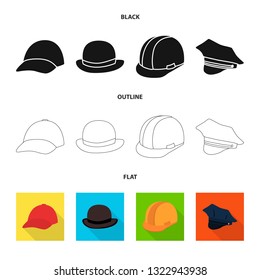 Isolated object of clothing and cap symbol. Set of clothing and beret stock symbol for web.
