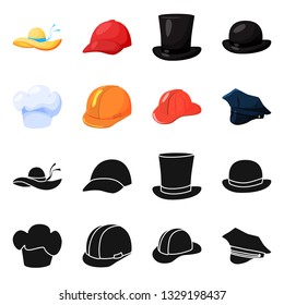 Isolated object of clothing and cap symbol. Set of clothing and beret stock vector illustration.