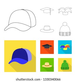 Isolated object of clothing and cap symbol. Collection of clothing and beret vector icon for stock.