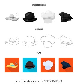 Isolated object of clothing and cap symbol. Set of clothing and beret vector icon for stock.