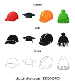 Isolated object of clothing and cap symbol. Collection of clothing and beret vector icon for stock.