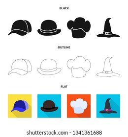 Isolated object of clothing and cap symbol. Set of clothing and beret stock vector illustration.