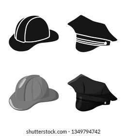 Isolated object of clothing and cap symbol. Collection of clothing and beret stock vector illustration.