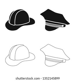 Isolated object of clothing and cap symbol. Set of clothing and beret stock symbol for web.