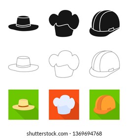 Isolated object of clothing and cap symbol. Collection of clothing and beret stock vector illustration.