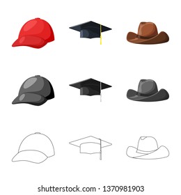 Isolated object of clothing and cap symbol. Set of clothing and beret vector icon for stock.