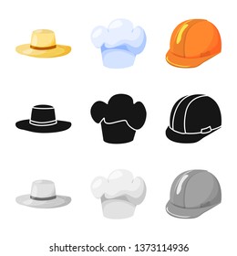 Isolated object of clothing and cap symbol. Collection of clothing and beret stock symbol for web.