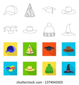 Isolated object of clothing and cap symbol. Collection of clothing and beret stock vector illustration.