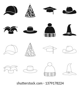 Isolated object of clothing and cap symbol. Collection of clothing and beret stock symbol for web.