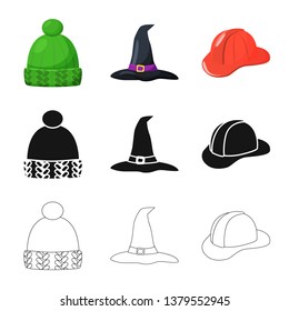 Isolated object of clothing and cap symbol. Set of clothing and beret stock vector illustration.