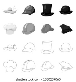 Isolated object of clothing and cap symbol. Set of clothing and beret vector icon for stock.