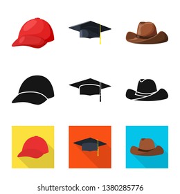 Isolated object of clothing and cap symbol. Set of clothing and beret stock symbol for web.