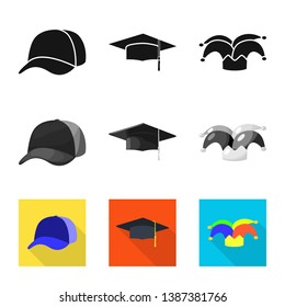 Isolated object of clothing and cap symbol. Set of clothing and beret vector icon for stock.