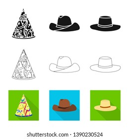 Isolated object of clothing and cap symbol. Set of clothing and beret stock symbol for web.