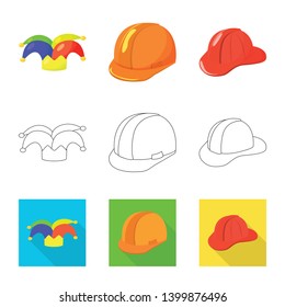 Isolated object of clothing and cap symbol. Set of clothing and beret stock symbol for web.