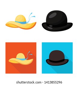 Isolated object of clothing and cap symbol. Collection of clothing and beret stock symbol for web.