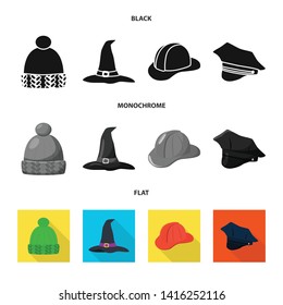 Isolated object of clothing and cap symbol. Set of clothing and beret stock symbol for web.
