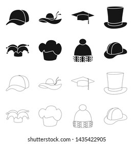 Isolated object of clothing and cap symbol. Set of clothing and beret stock vector illustration.