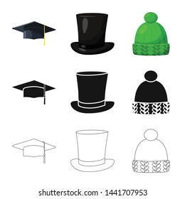 Isolated object of clothing and cap symbol. Collection of clothing and beret vector icon for stock.