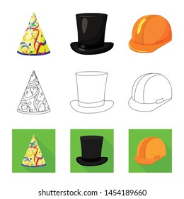 Isolated object of clothing and cap symbol. Set of clothing and beret stock vector illustration.