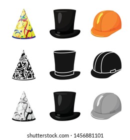 Isolated object of clothing and cap symbol. Collection of clothing and beret stock vector illustration.