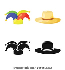 Isolated object of clothing and cap symbol. Collection of clothing and beret stock vector illustration.
