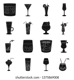 Isolated object of club and ingredient icon. Collection of club and drink stock vector illustration.