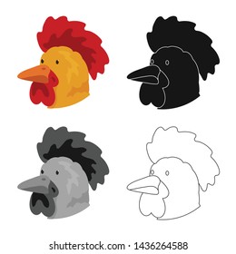 Isolated object of cock and face symbol. Set of cock and husbandry vector icon for stock.