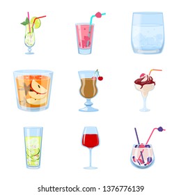 Isolated object of cocktail and drink logo. Collection of cocktail and ice stock symbol for web.
