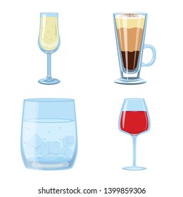 Isolated object of cocktail and drink logo. Collection of cocktail and ice stock symbol for web.