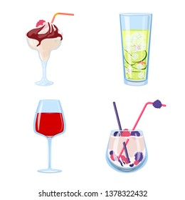 Isolated object of cocktail and drink symbol. Set of cocktail and ice stock symbol for web.